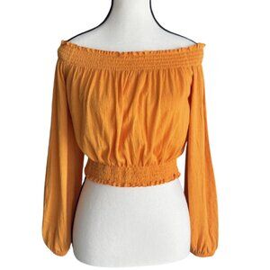 H&M LONGSLEEVE OFF-SHOULDER RICH YELLOW TOP, SZ. M